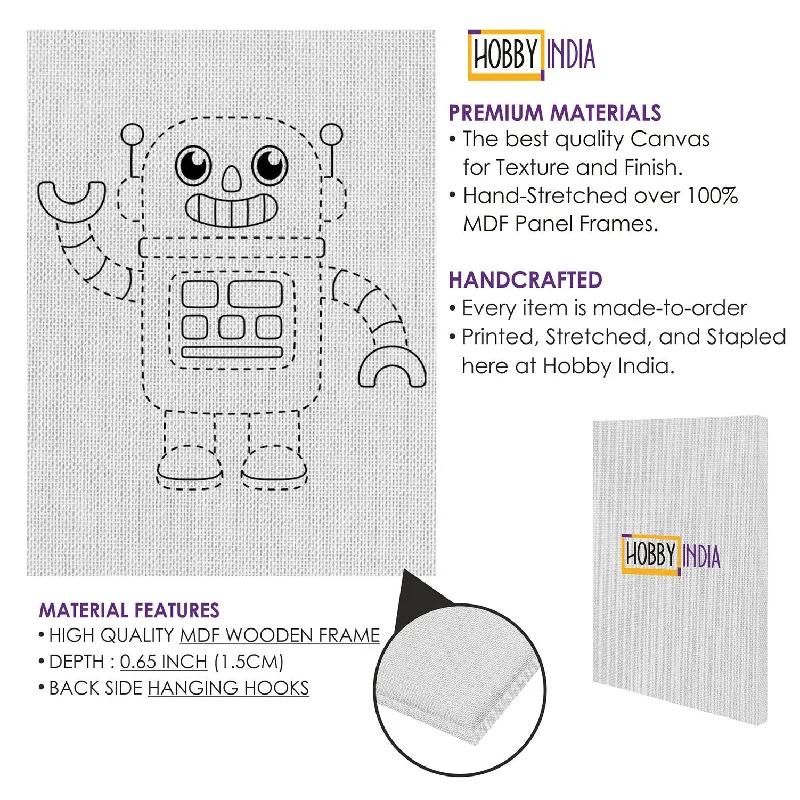 Magnetic - Jointed Wooden Robots with a Construction - Site Theme for Boys' RoomsRobot DIY Canvas Base for Painting Magnetic - Jointed Wooden Robots with a Construction - Site Theme for Boys' RoomsRobot DIY Canvas Base for Painting