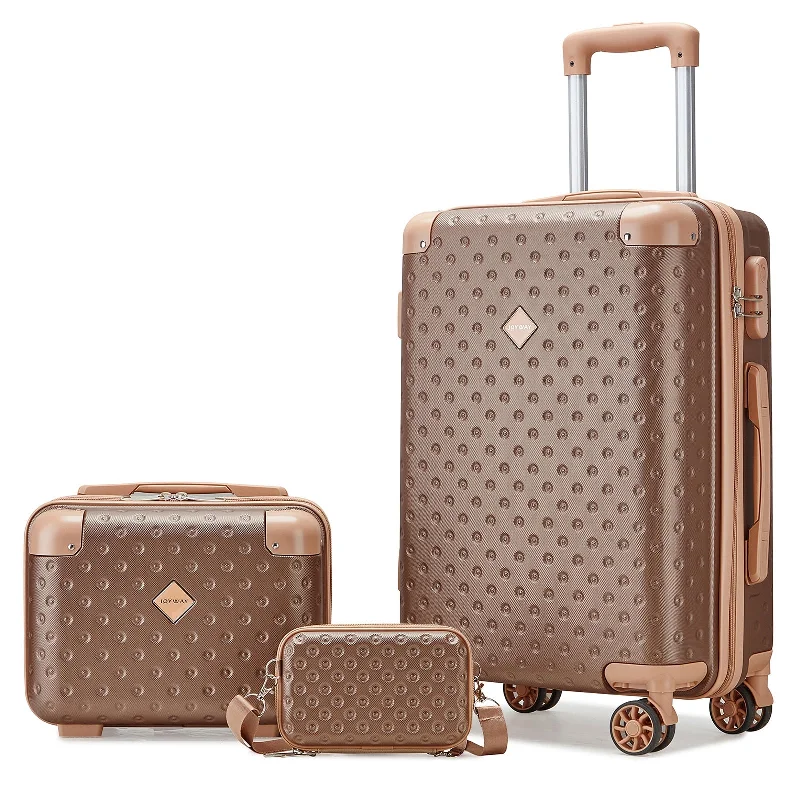 Vintage-style travel trunk for a classic and elegant look20 Inch Carry On 3 Pieces Set Suitcase with Cosmetic Bag TR011 NEW