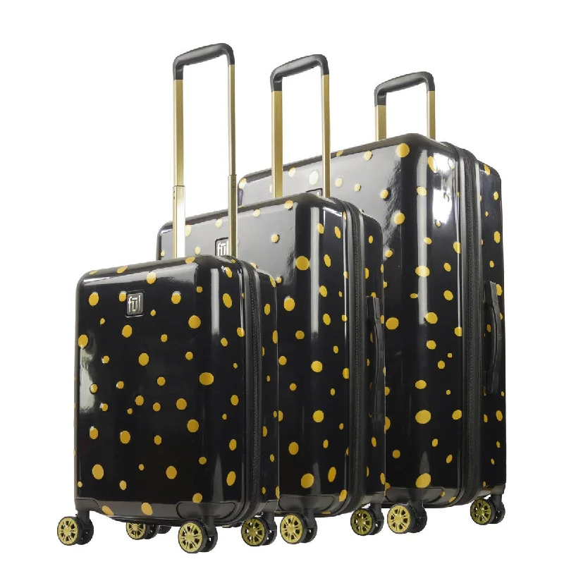 Travel - Size Toiletry Bottles with Leak - Proof Caps in ClearFul Impulse Mixed Dots Hardside Spinner Luggage 3pc set, Black