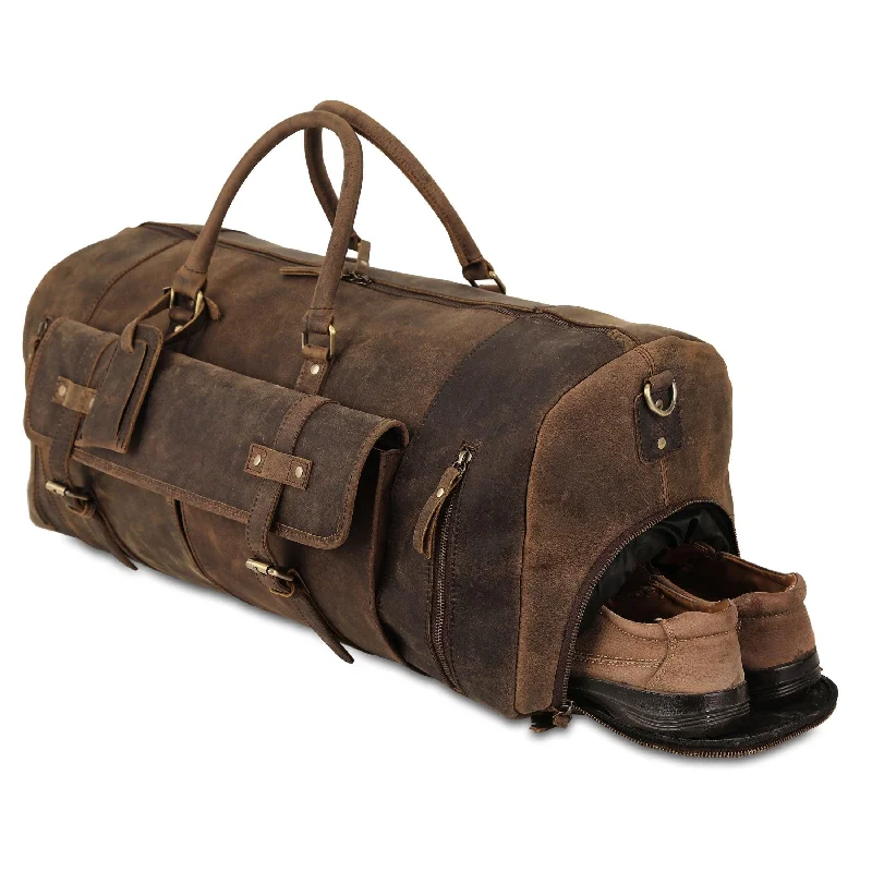 Vintage-style travel trunk for a classic and elegant look28-Inch Full Grain Leather Duffel Bag for Men & Women – Travel, Sports, Gym & Weekend Bag