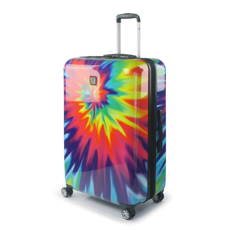 Women's Travel - Friendly Backpack Rain Covers in Transparent MaterialTie-dye Rainbow Swirl 28" FŪL Spinner Rolling Luggage