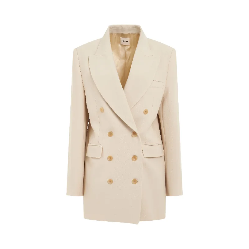 Women's double - breasted tweed jackets in classic colors for a sophisticated office lookBalton Jacket in Custard