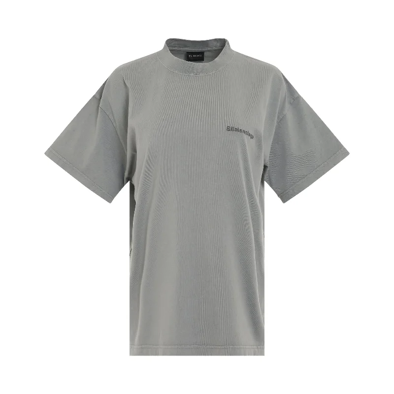 BB Corp Stonewash Medium Fit T-Shirt in Grey/Dark Grey