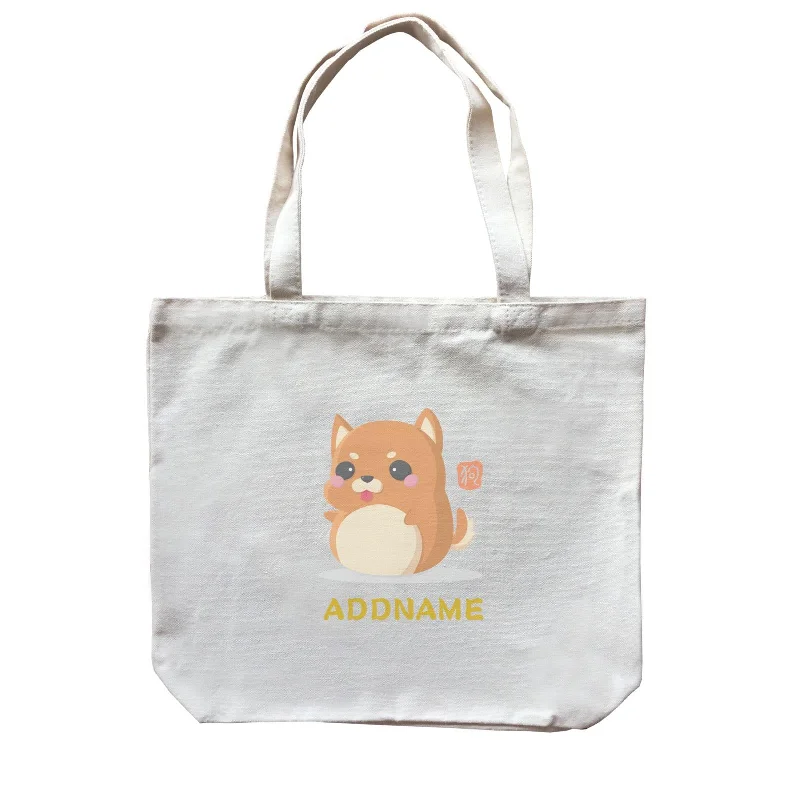 Large Capacity Canvas Tote Bag for Grocery Shopping with Reinforced HandlesChinese New Year Cute Twelve Zodiac Animals Dog Addname Canvas Bag