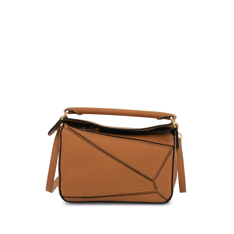 Mini Puzzle Bag in Soft Grained Calfskin in Light Caramel