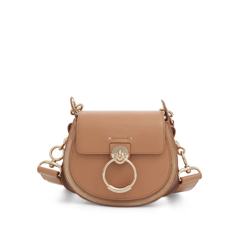 Small Tess Bag in Shiny & Suede Calfskin in Light Tan