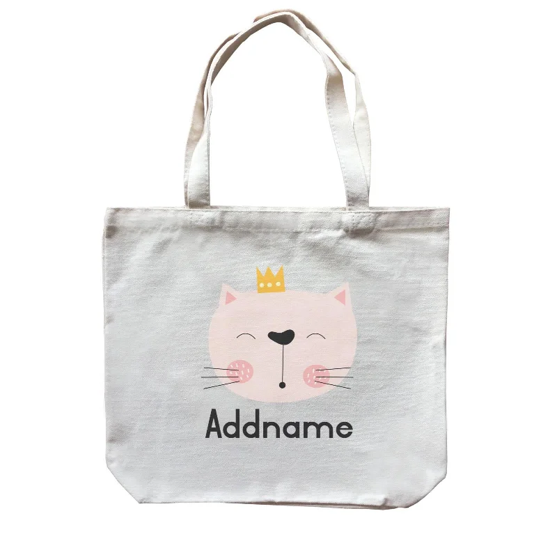 Canvas Art Supply Bag with Adjustable Dividers for ArtistsCrown Animal Pink Cat with Pink Blush and Whiskers Addname Canvas Bag