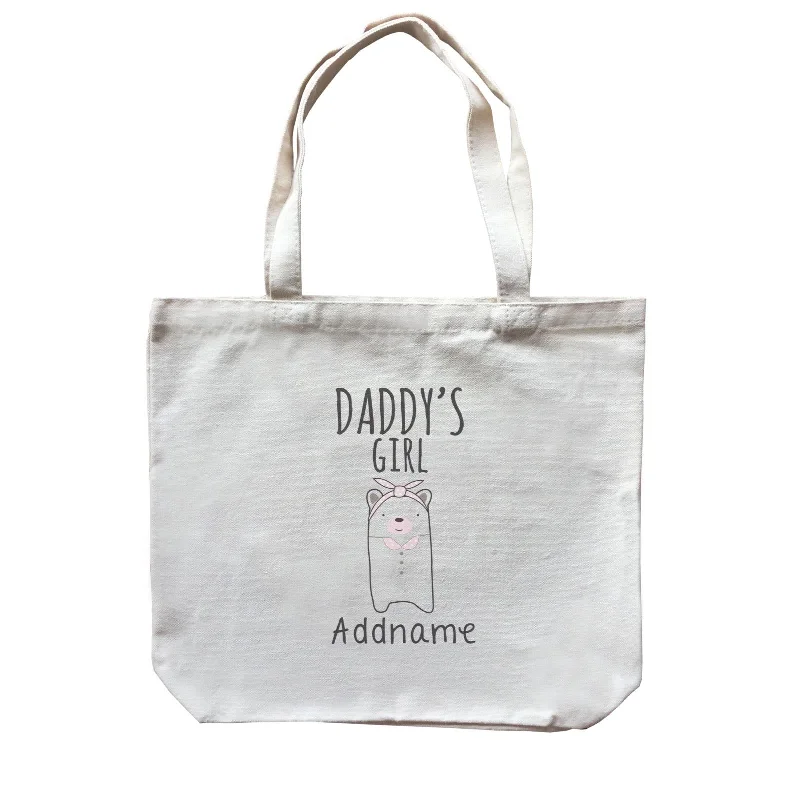 Black Canvas Laptop Messenger Bag for Professional UseCute Animals and Friends Series 2 Bear Daddy's Girl Addname Canvas Bag