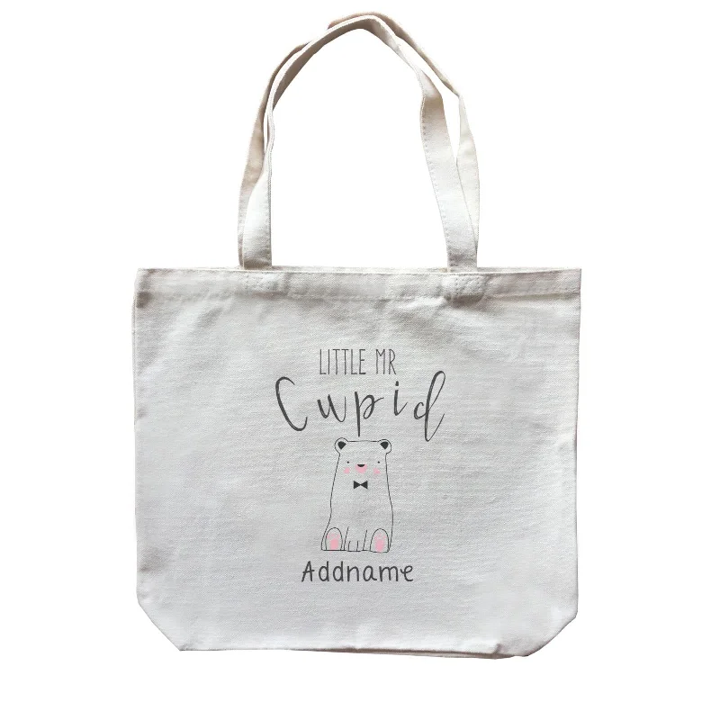 Multicolor Striped Canvas Tote Bag for Beach TripsCute Animals and Friends Series 2 Bear Little Mr Cupid Addname Canvas Bag