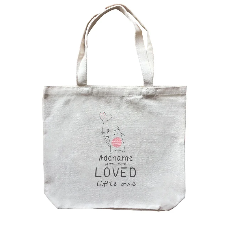 Small Canvas Crossbody Bag with Zipper Pocket for Travel EssentialsCute Animals and Friends Series 2 Cat Addname You Are Loved Little One Canvas Bag