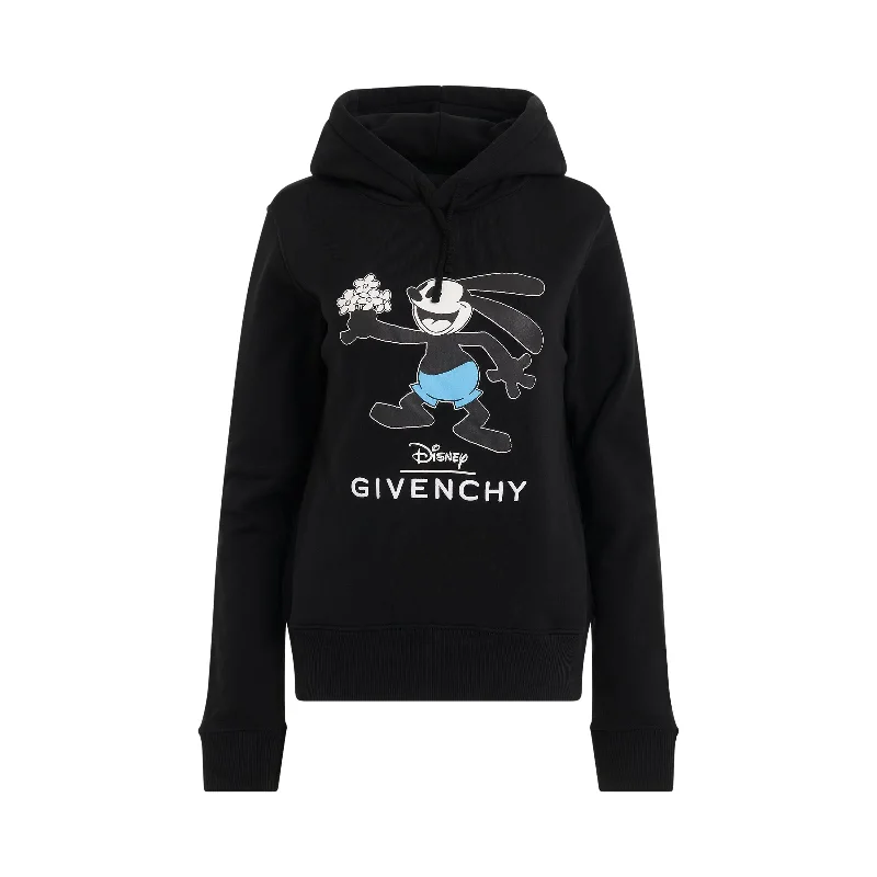 Disney Oswald Flowers Hoodie in Black