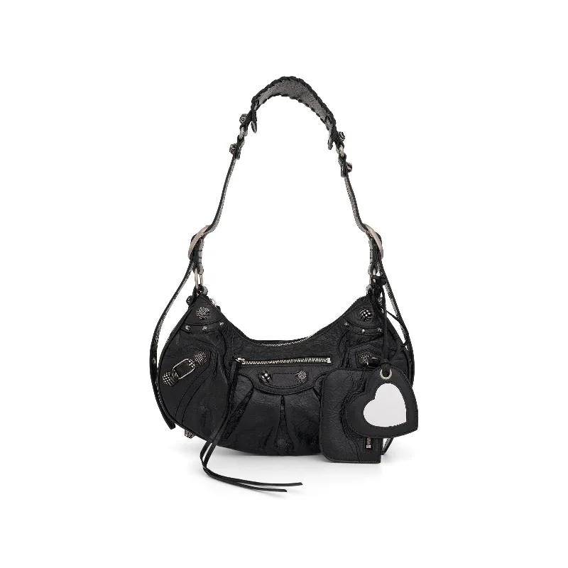 Le Cagole Small Shoulder Bag in Black/Silver