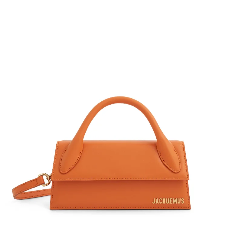 Le Chiquito Long Leather Bag in Orange