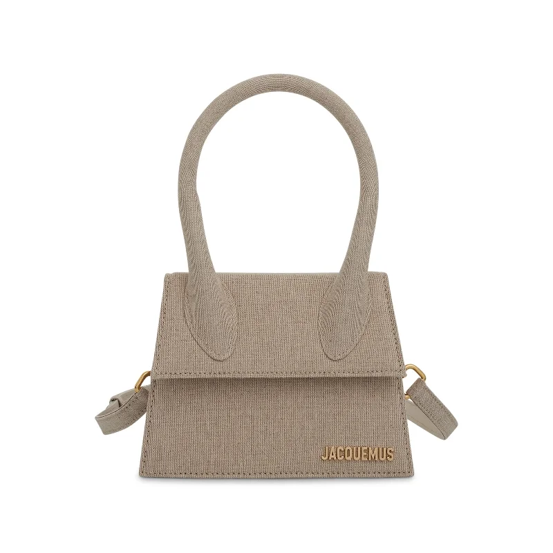 Le Chiquito Moyen Leather Bag in Light Grey