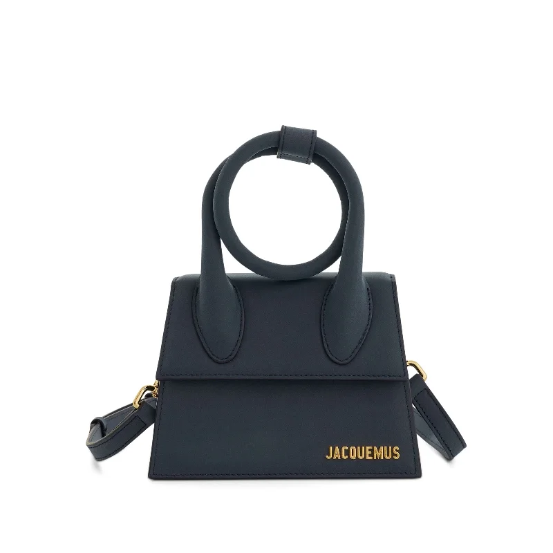 Le Chiquito Noeud Leather Bag in Dark Navy