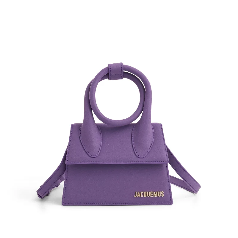 Le Chiquito Noeud Leather Bag in Purple