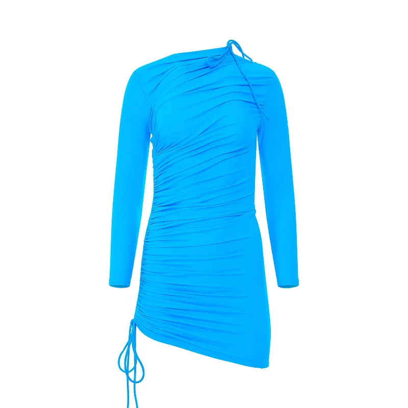 Mini Matte Spandex Dress in Cyan