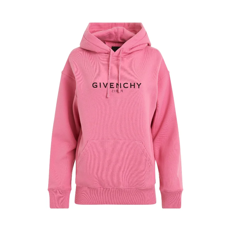 Reverse Logo Hoodie in Bright Pink