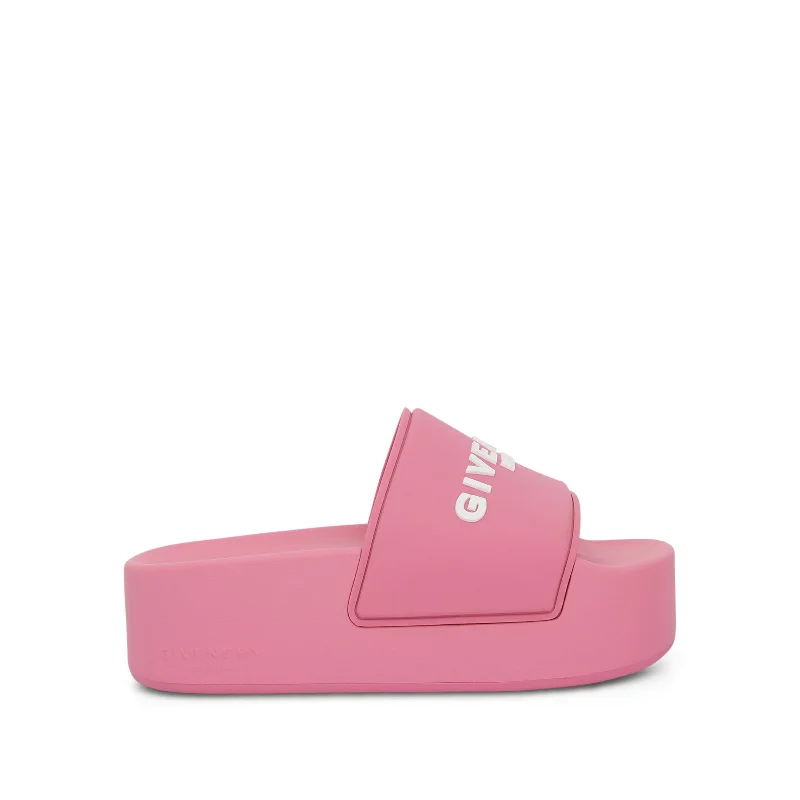 Rubber Slide Sandals in Bright Pink