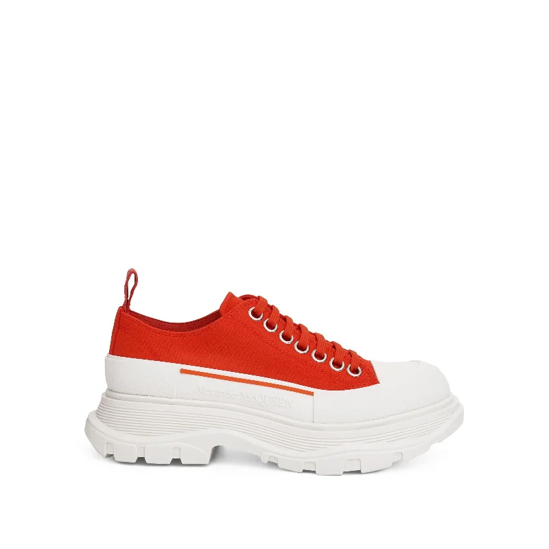 Tread Slick Canvas Lace-Up Shoes in Orange/White