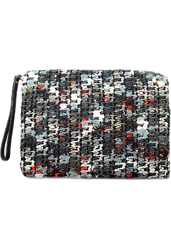 Women's Glittery Clutch in Blue for Disco - Themed EventsMosiac Woven Clutch Handbag