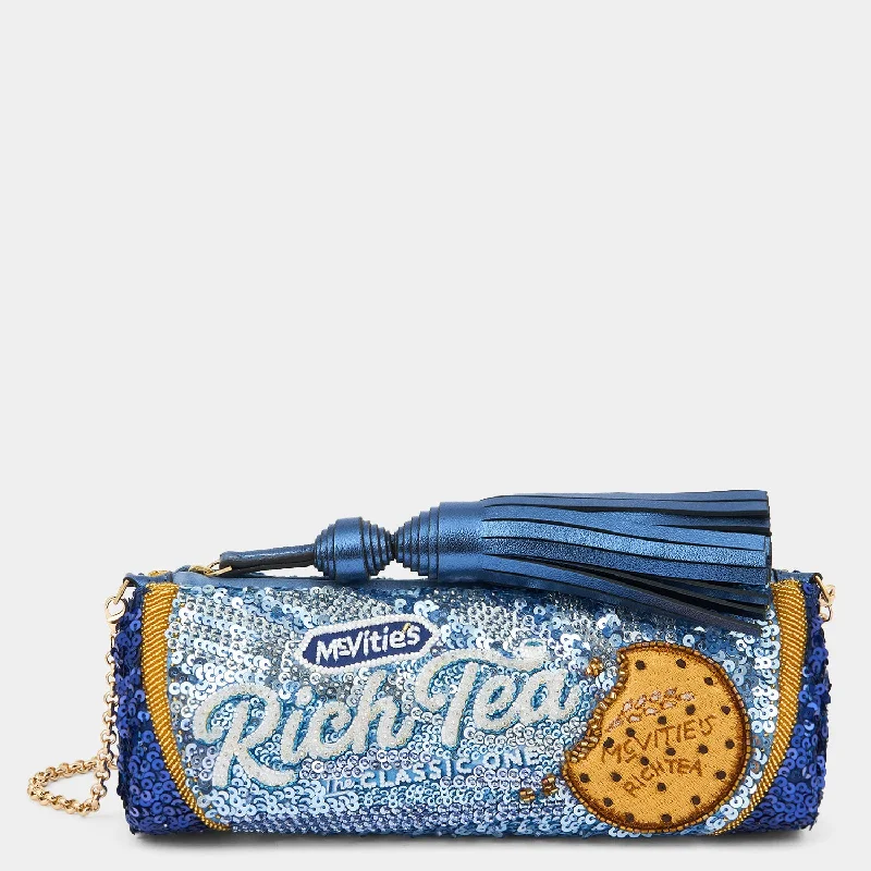 Large Sequin Clutch in Gold for Red - Carpet EventsAnya Brands McVitie’s Rich Tea Embellished Tassel Clutch