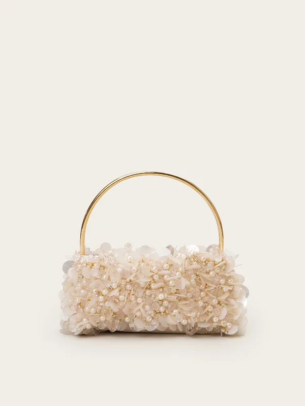 Pearl - Embellished Clutch in Cream for Bridal ShowersEclat De Lune Bag