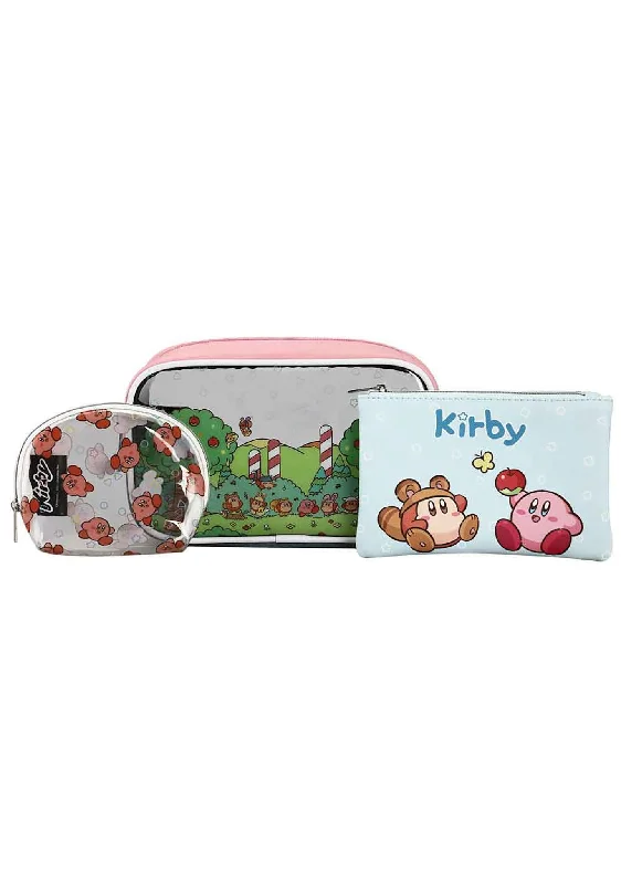 Floral - Printed Satin Clutch in Pink for Spring GalasNintendo Kirby Picnic 3 PC Cosmetic Bag Set