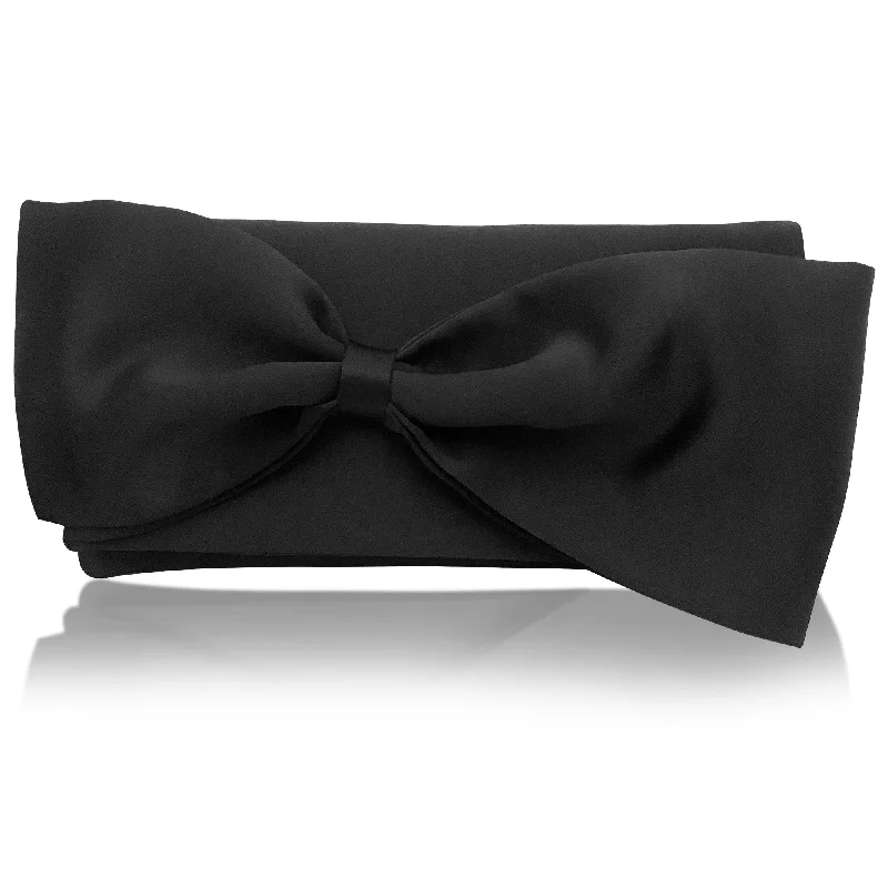 Women's Small Beaded Clutch in Silver for New Year's Eve PartyBlack satin bow clutch handbag QUINN