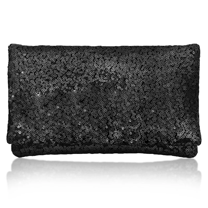 Quilted Leather Evening Bag in Gray for Sophisticated EventsBlack sequin plain clutch handbag