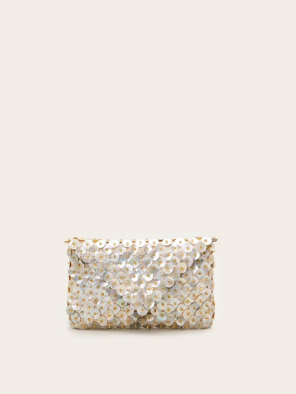 Lace - Trimmed Satin Clutch in Ivory for Garden WeddingsEcorces De Cerisier Clutch