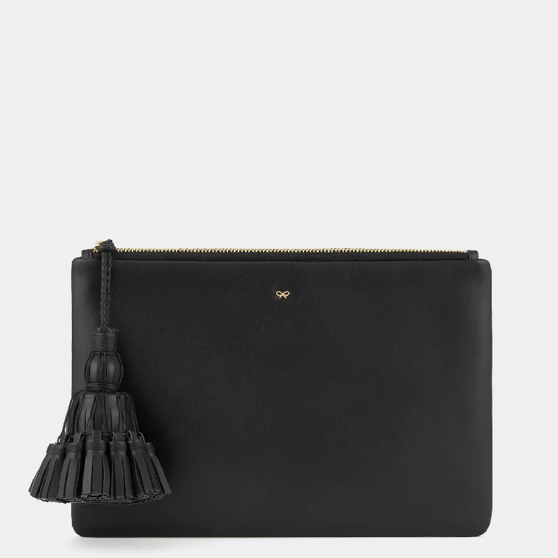 Suede Clutch with Tassel Details in Olive for Fall SoireesGeorgiana Clutch