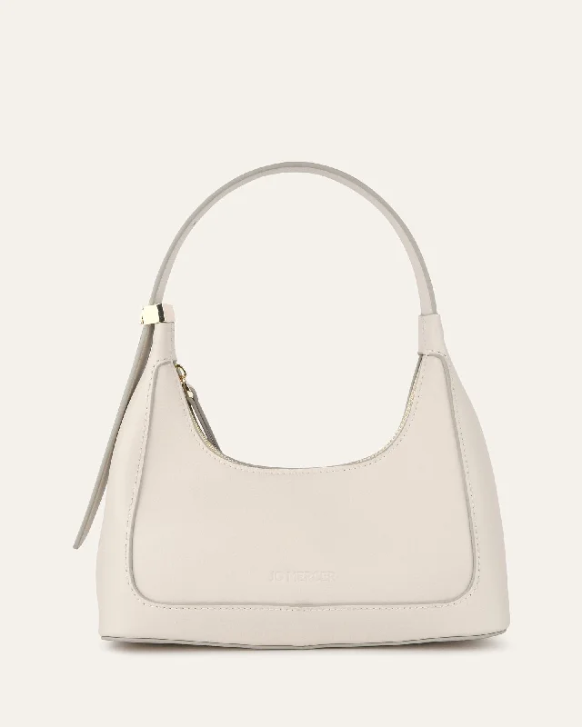 Leather Shoulder Bag with Magnetic Closure in Black for Quick AccessISABEL SHOULDER BAG OFF WHITE LEATHER