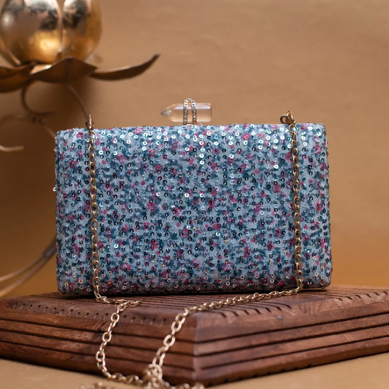 Geometric - Patterned PVC Evening Bag in Multicolor for Trendy Nights OutSequins Embroidery Clutch