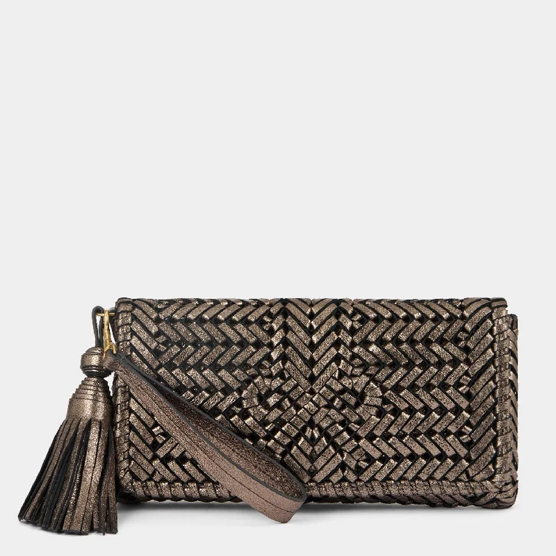 Suede Clutch with Tassel Details in Olive for Fall SoireesNeeson Tassel Clutch