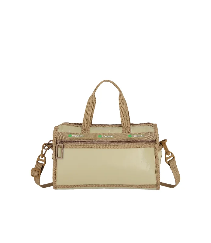 Stylish Leather - Trimmed Canvas Duffel Bag in Beige for the Fashion - Conscious TravelerDeluxe Mini Duffel